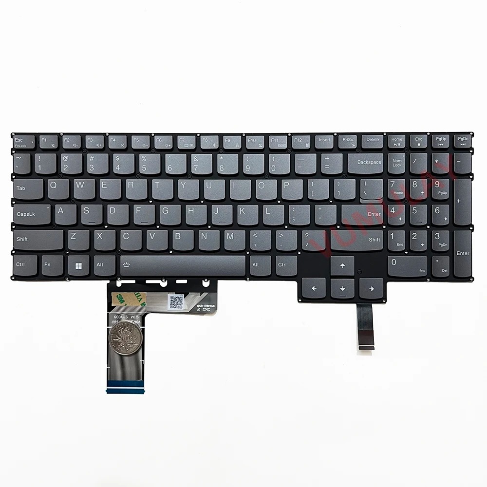 Tastatura Laptop, Lenovo, Legion Slim 5 16ARP9 Type 83EX, iluminata RGB, gri, layout US