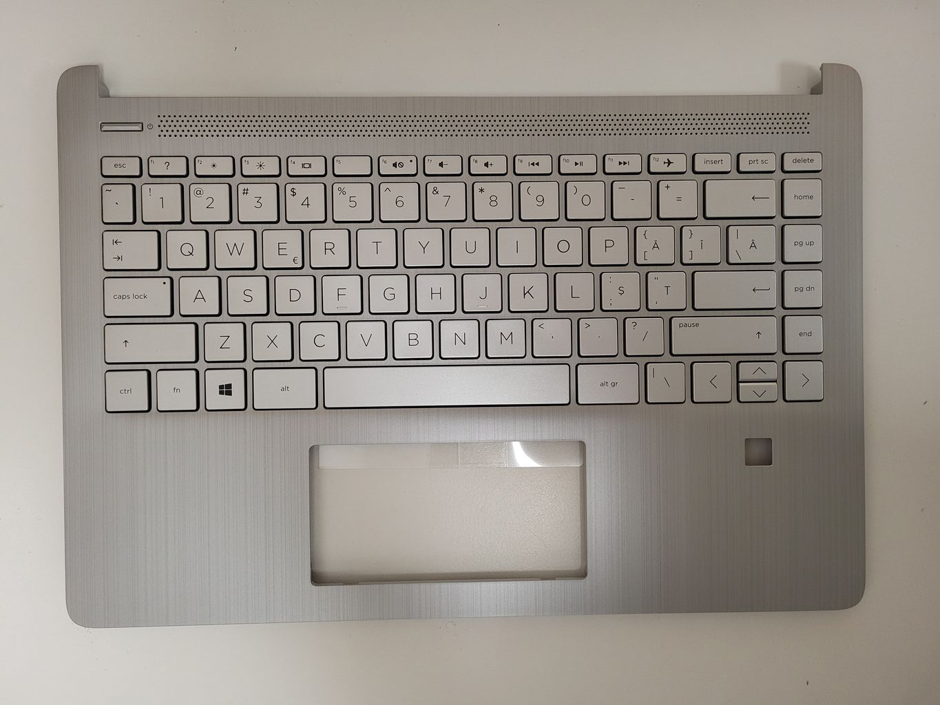 Carcasa superioara cu tastatura palmrest Laptop, HP, 14-DQ, 14S-DQ, 14S-FQ,14S-DR, 14S-FR, TPN-Q211, L61506-001, L61506-271, TSCEA0PA004010, Natural Silver, cu slot fingerprint, layout US (RO)