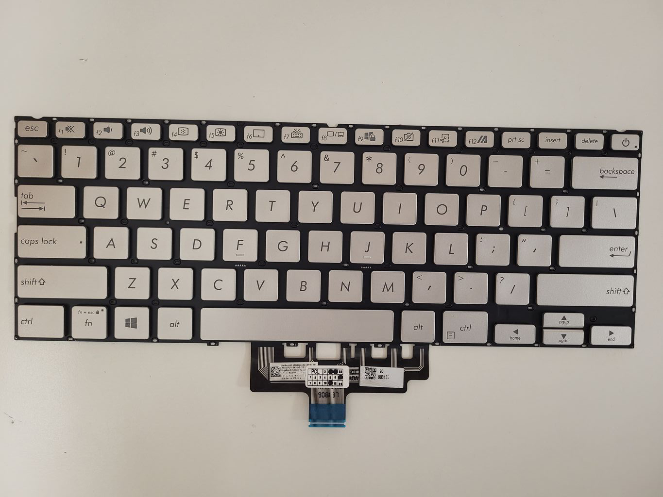 Tastatura Laptop, Asus, ZenBook 14 UX434F, UX434FA, UX434FL, UX434FAC, UX434FAW, UX434FLC, UX434I, UX434IQ, UX434FQ, iluminata, argintie, layout US