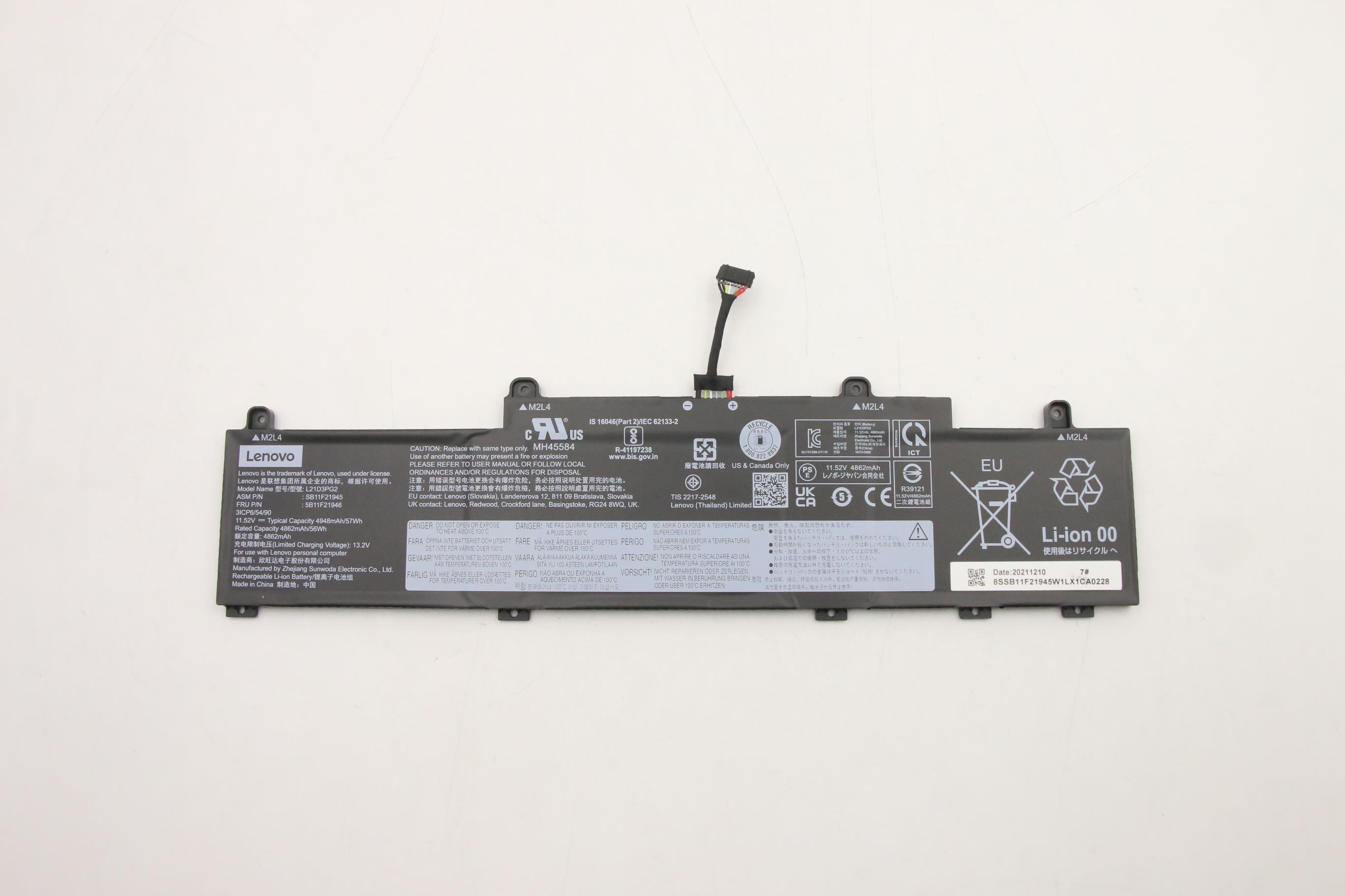 Baterie Laptop, Lenovo, ThinkPad5B11H56344, 5B11M90003, 5B11M90004, 5B11M90005, L21D3PG2, L21C3PG2, L21M3PG2, 11.52V, 4948mAh, 57Wh