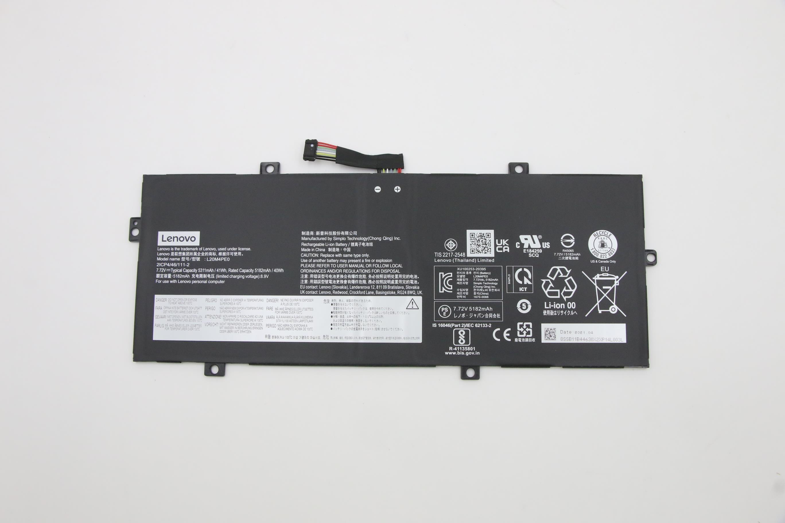 Baterie Laptop, Lenovo, Yoga Duet 7-13ITL6-LTE Type 82Q7, 5B11B44627, 5B11B44628, 2ICP4/46/111-2, L20M4PE0, L20C4PE0, 7.68V, 41Wh