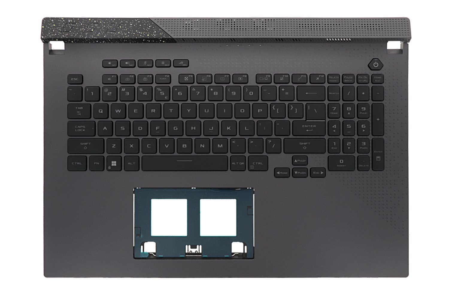 Carcasa superioara cu tastatura palmrest Laptop Gaming, Asus, ROG G17 G713RW, G713RS, G713RX, G713RM, G713RX-2F, 90NR08J4-R31US0, 13NR08J4P01011-3, 6070B2005222, iluminata RGB per tasta, layout US