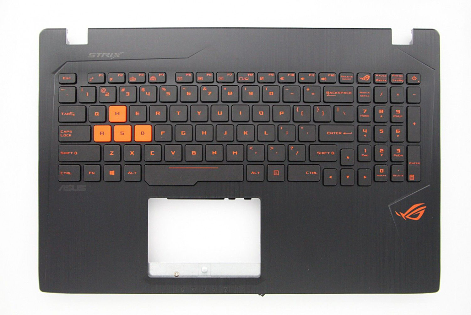 Carcasa superioara cu tastatura palmrest Laptop, Asus, ROG GL553VW, 90NB0DC1-R30010, 13N1-0BA0F01, 13N1-0BA0B01, iluminata, conector 4 pini, taste portocalii, layout US