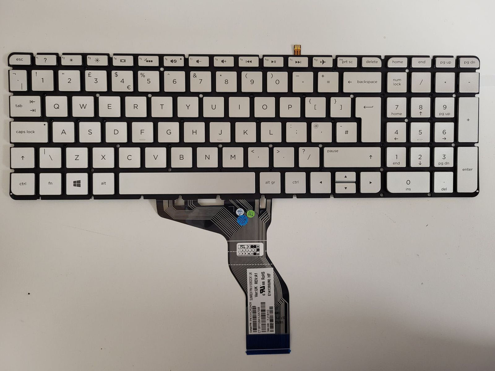 Tastatura Laptop, HP, Pavilion 250 G6, 256, 17-G, iluminata, argintie, layout UK