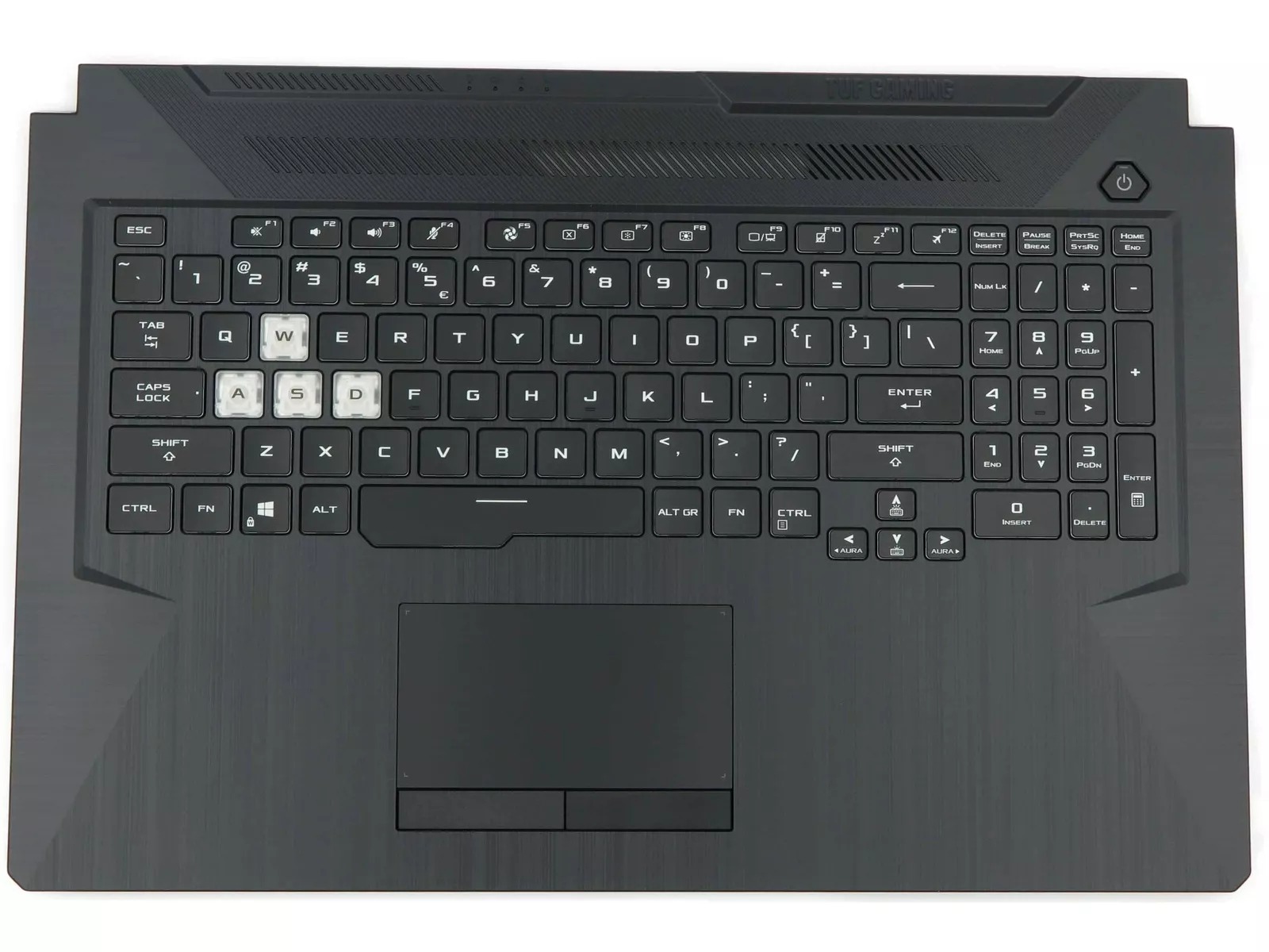 Carcasa superioara cu tastatura palmrest Laptop Gaming, Asus, Tuf F17 FX706IU, FA706IU-1A, 90NR03K1-R31US0, 3BBKYTAJN10, 3YBKYKSJN10, iluminata RGB, layout US