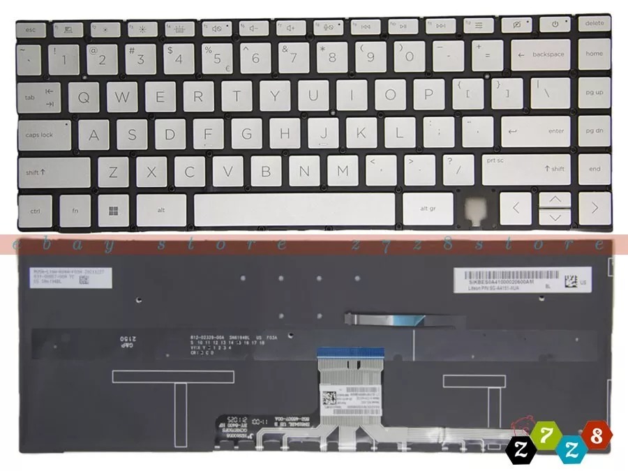 Tastatura Laptop, HP, M30903-001, M30903-271, M30903-031, M30903-B31, SG-A4160-XUA, SN6197BL, SN6194BL, iluminata, argintie, layout US