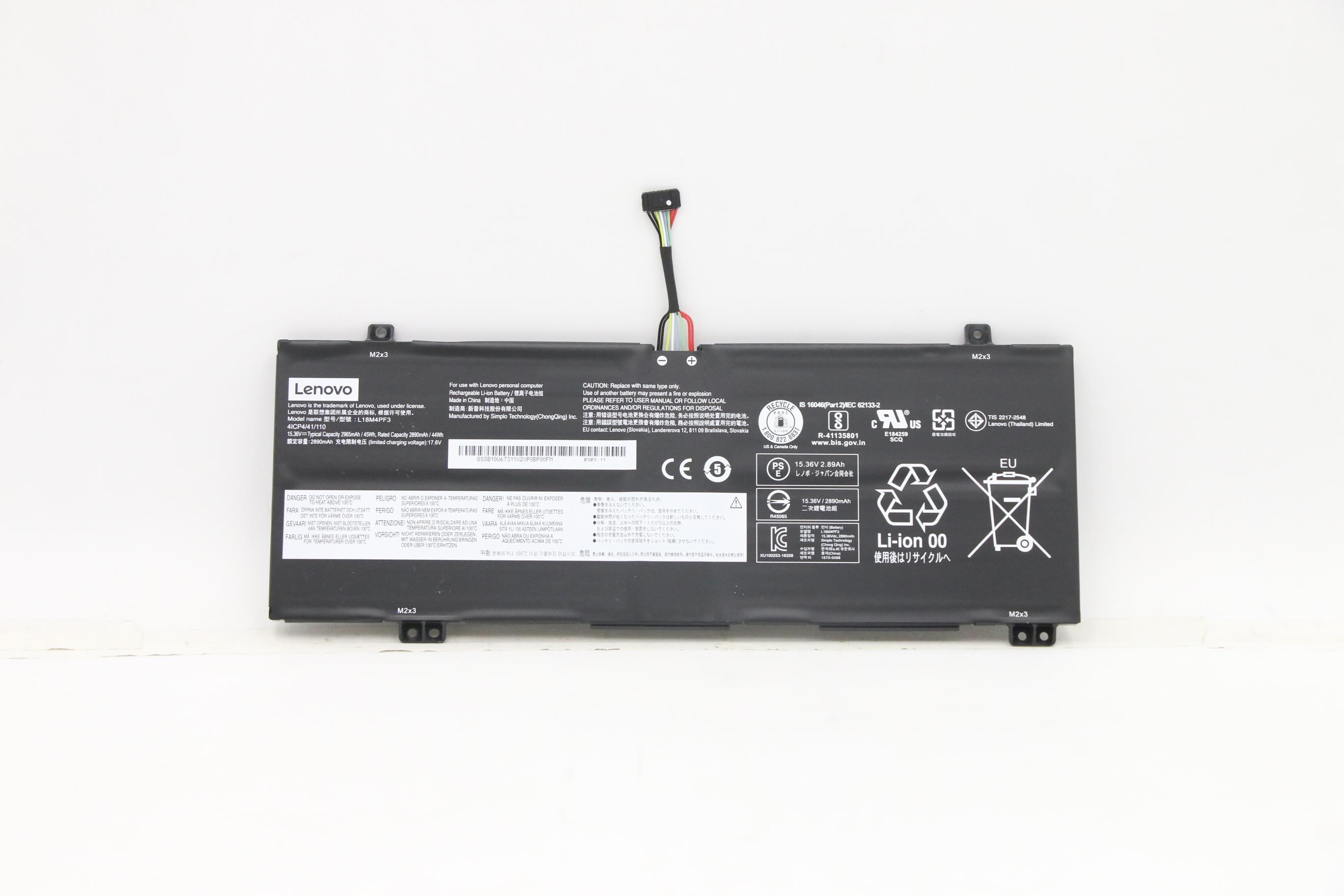 Baterie Laptop, Lenovo, 5B10W67415, 5B10T09079, 5B10T09081, 5B10W67194, L18C4PF3, L18M4PF3, L18C4PF4, L18M4PF4, 2ICP4/41/110, 15.36V, 2865mAh, 45Wh