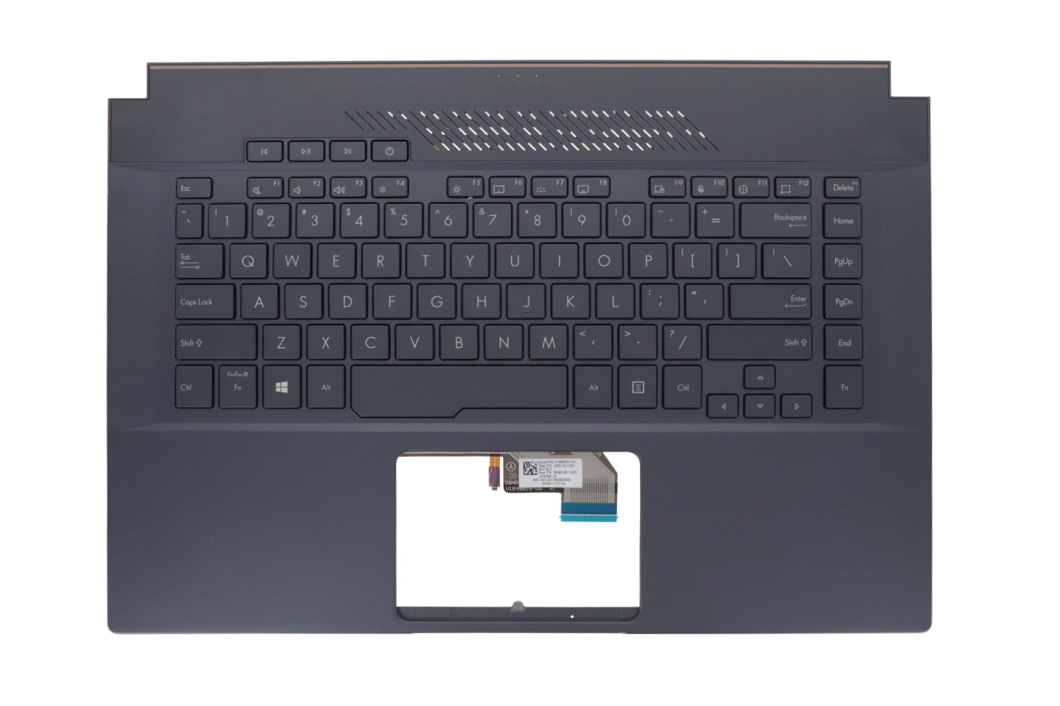 Carcasa superioara cu tastatura palmrest Laptop, Asus, ProArt StudioBook Pro 15 W500GV, W500G5T, 90NB0PW1-R31US0, 13N1-AVA0411, iluminata, American Grey, layout US