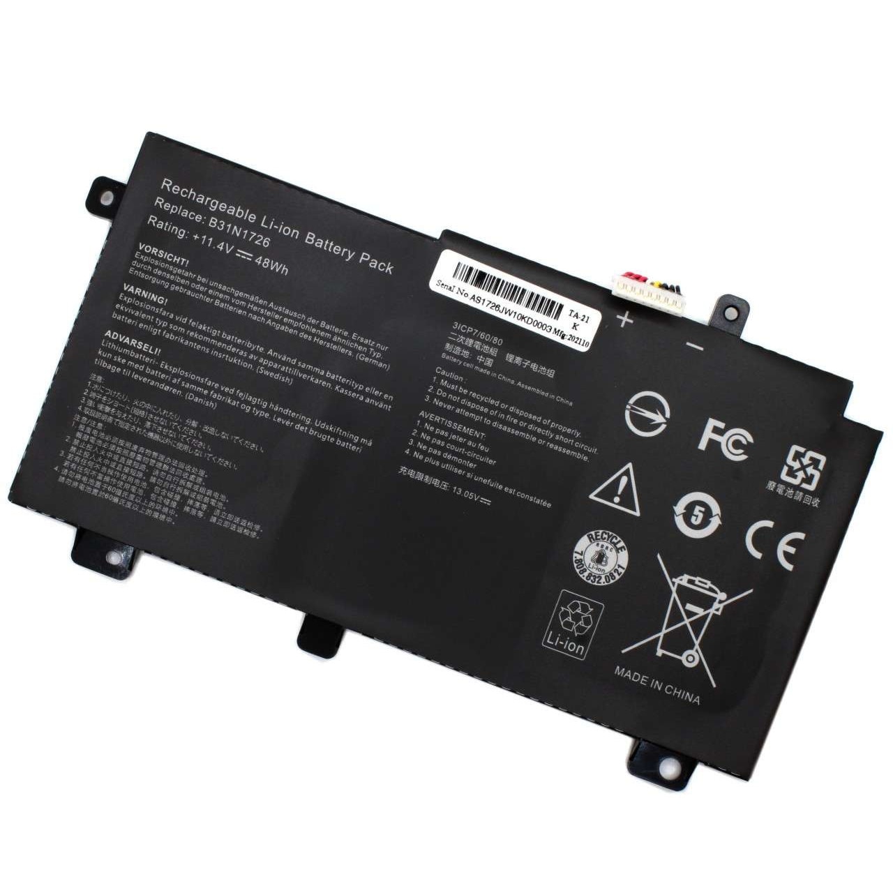 Baterie compatibila Laptop, Asus, 0B200-02910000, 0B200-02910100, 0B200-02910200, 0B200-03270000, 0B200-03270200, 0B200-03270100, 0B200-03270300, 3ICP7/60/80, B31N1726, 11.4V, 3900mAh, 44Wh