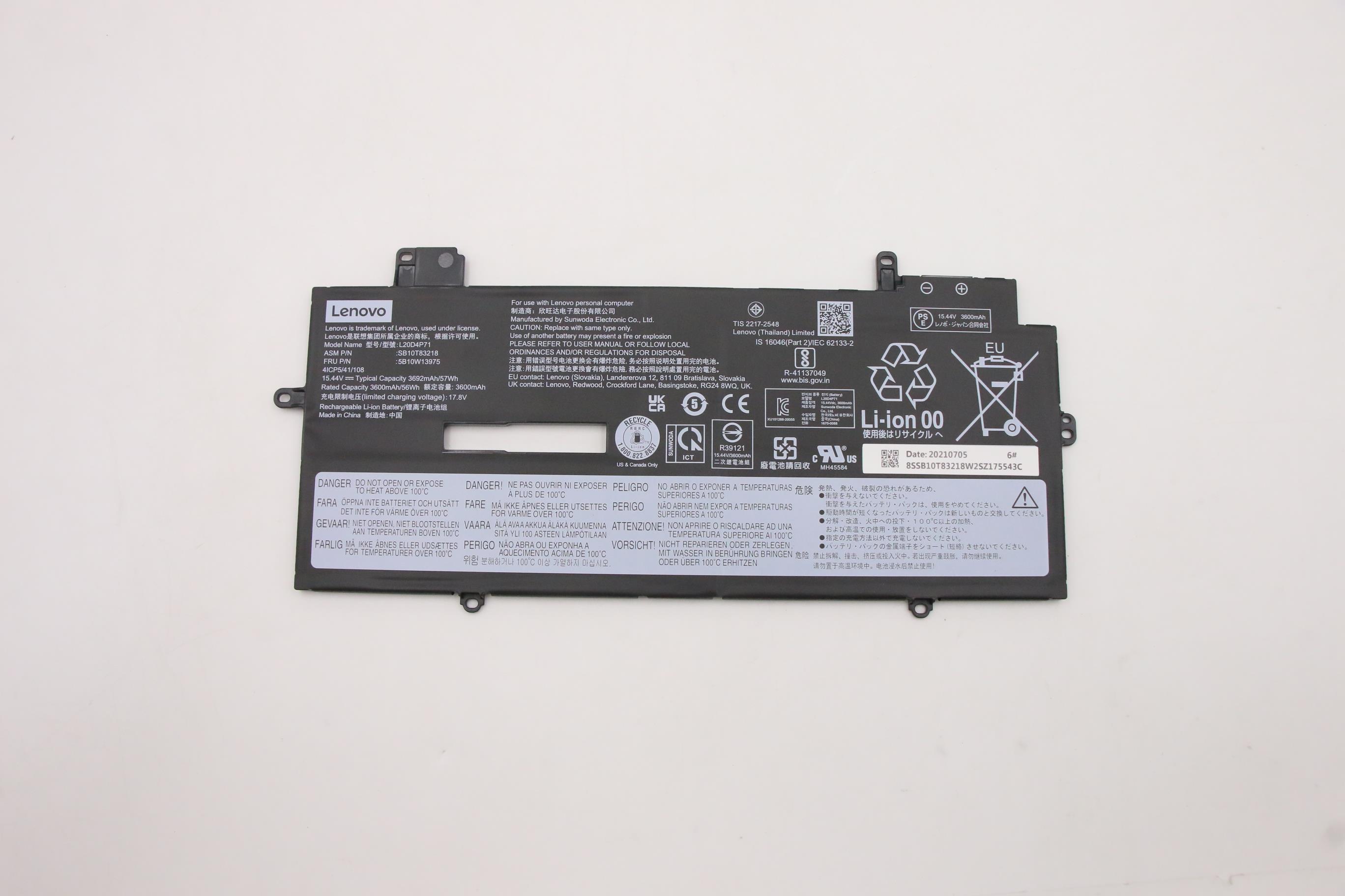 Baterie Laptop, Lenovo, ThinkPad X1 Yoga 8th Type 21HQ, 21HR, L20D4P71, 4ICP5/41/108, 15.44V, 3600mAh, 57Wh