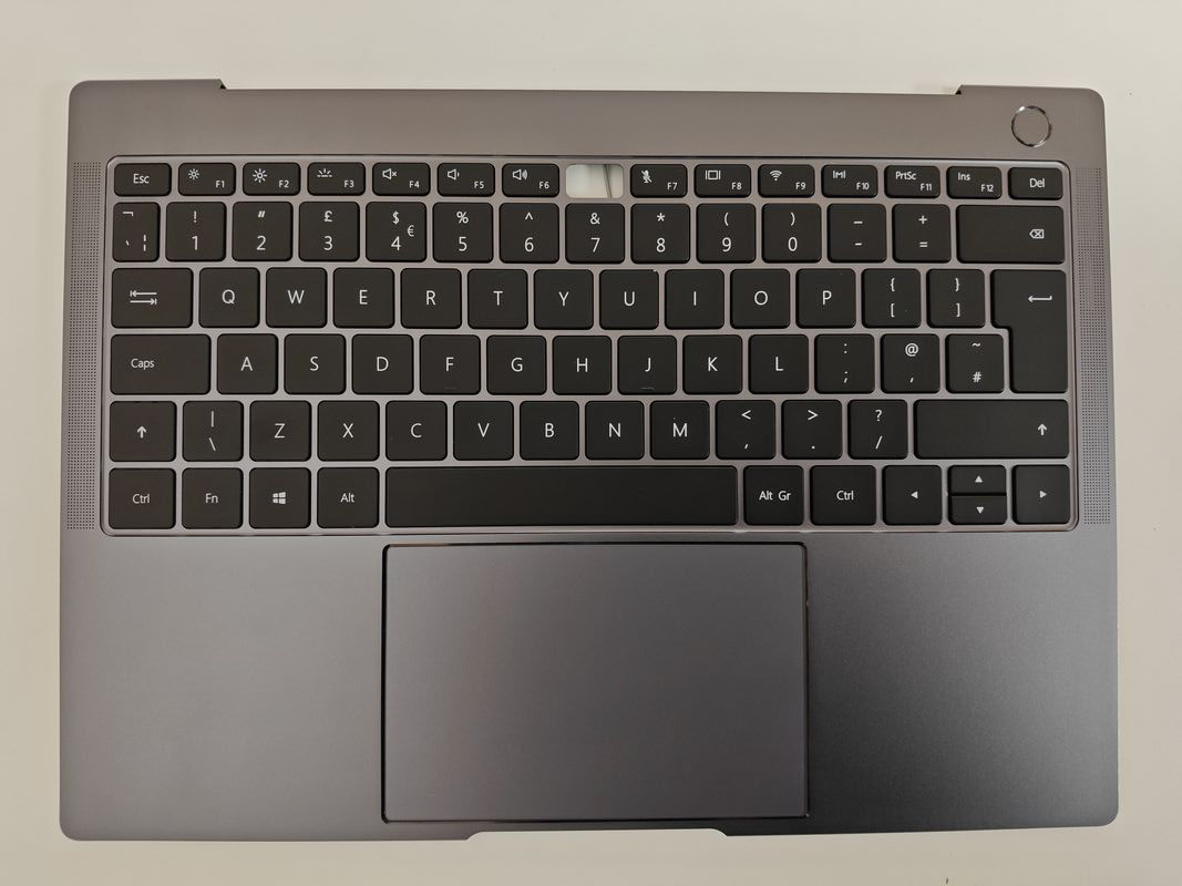 Carcasa superioara cu tastatura palmrest Laptop, Huawei, MateBook X Pro MACH-W29, MACH-W29C, MACH-W29BL, MACH-W19, MACH-W19C, MACH-W19LWX9, MACHD-WFE9, iluminata, gri, layout UK