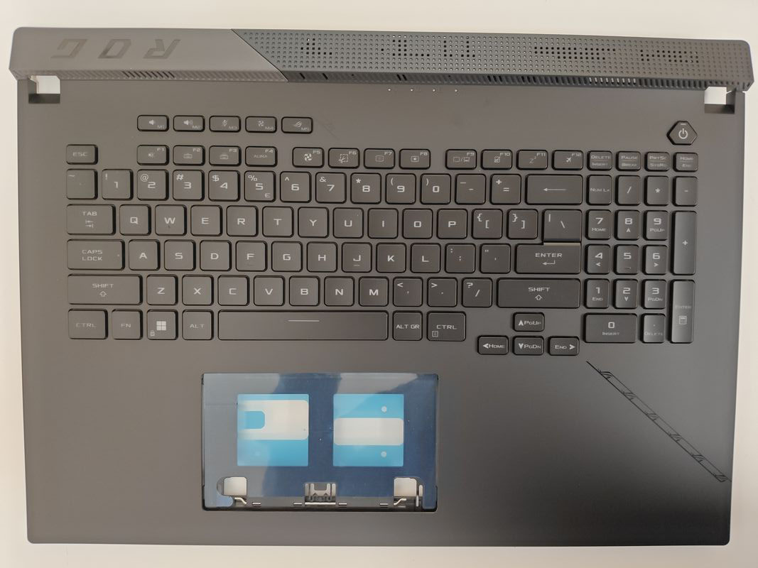 Carcasa superioara cu tastatura palmrest Laptop Gaming, Asus, ROG Strix SCAR 17 G733PY, G733PY-2D, 13NR0DB4P03011, 90NR0DB4-R31UI0, 90NR0DB4-R31UI2, 90NR0DB4-R31UI3, iluminata, RGB, layot US