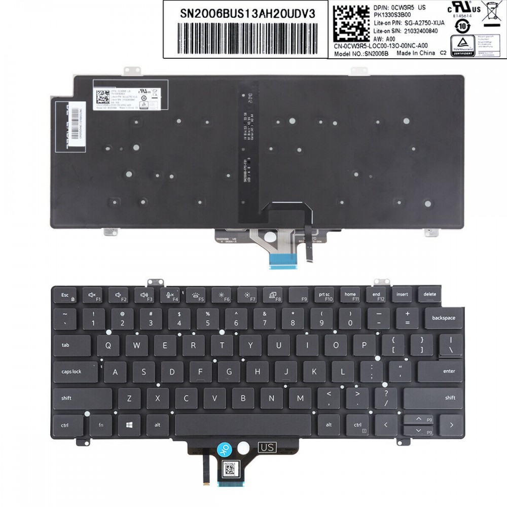 Tastatura Laptop, Dell, Latitude 5450, P165G, P165G002, iluminata, neagra, layout US