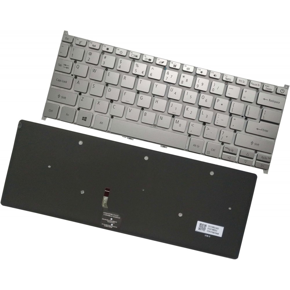 Tastatura Laptop, Acer, Swift 5 SF514-52, SF514-52T, SF514-52TP, SF514-54, SF514-54G, SF514-54GT, SF514-54T, iluminata, argintie, layout US