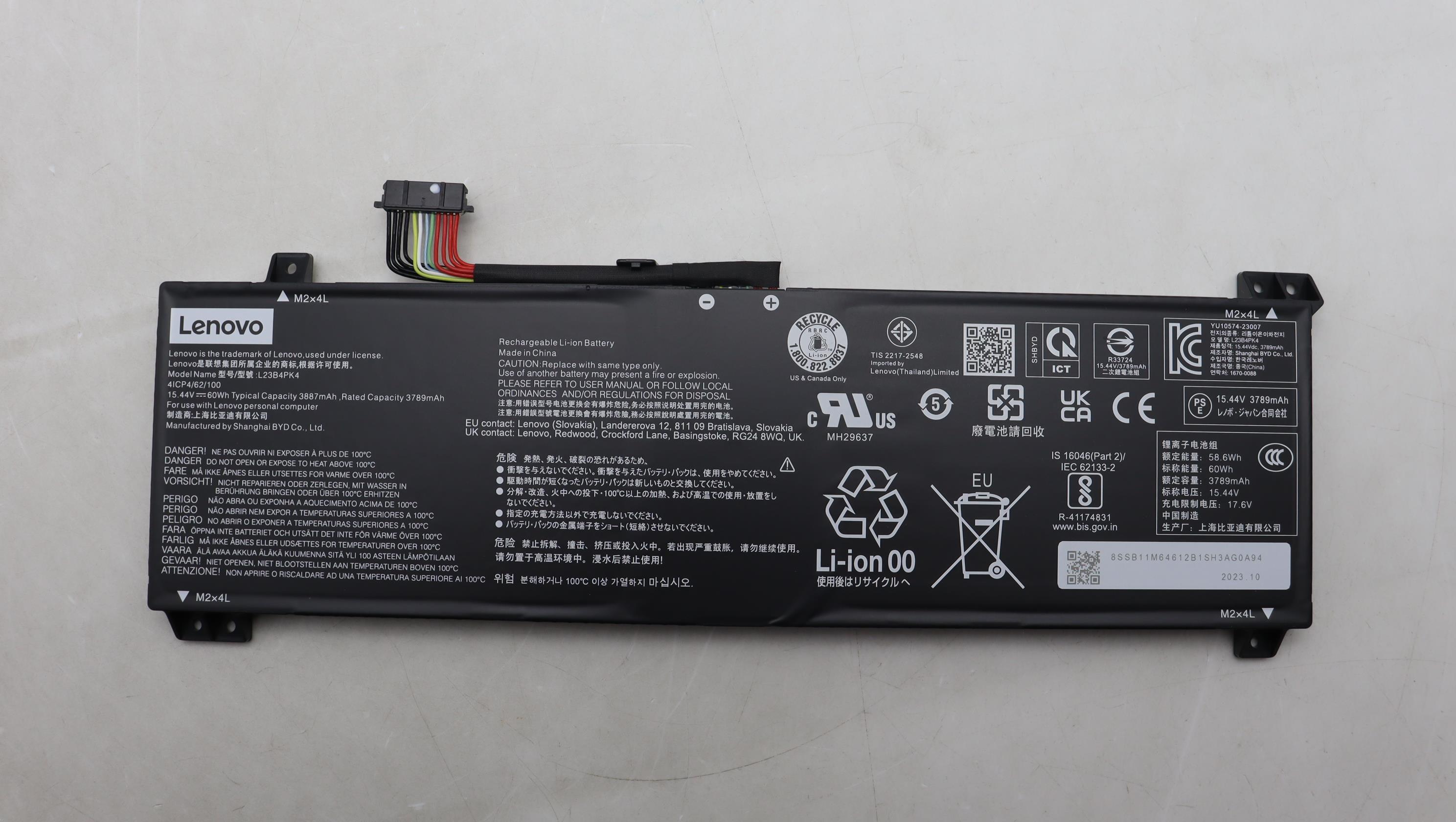 Baterie Laptop, Lenovo, LOQ, 5B11M64608, 5B11M64610, 5B11M64614, L23B4PK4, L23D4PK4, L23M4PK4, 4ICP4/62/100, 15.44V, 3789mAh, 60Wh