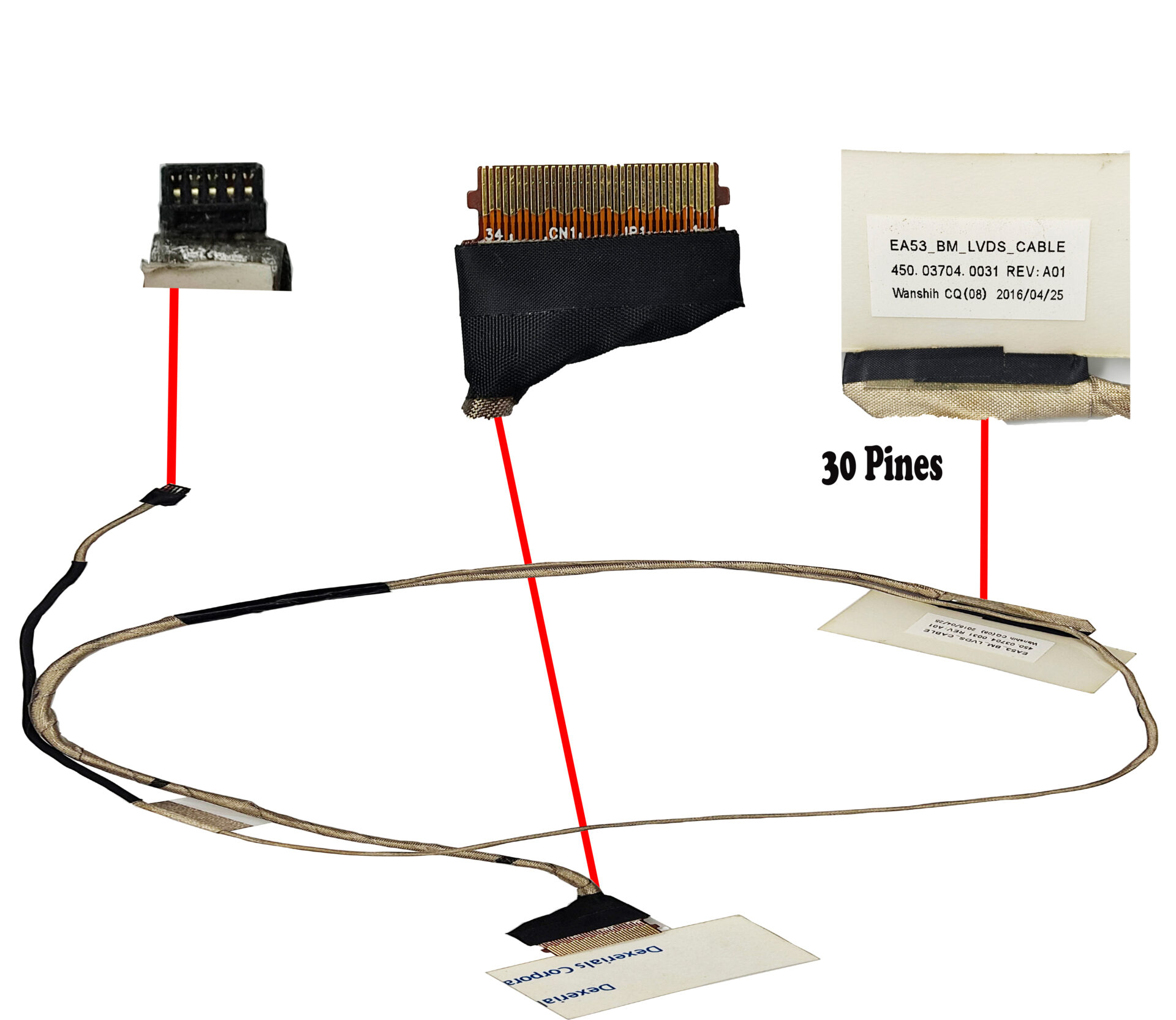 Cablu video LVDS Laptop, Acer, Aspire ES1-512, ES1-531, ES1-571, 450.03704.0031, EA53 BM LVDS Cable