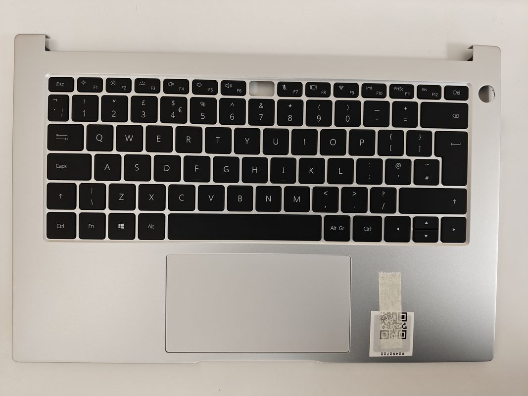 Carcasa superioara cu tastatura palmrest Laptop, Huawei, Honor MagicBook 14 Nobel-WAE9AHN, NBL-WAQ9R, NBL-WAQ9R, NBB-WAH9, NBL-WAQ9RP, NBB-WAP9R, NBB-WAE9P, NBB-WAH9P, NbB-WAH9Q, 51661NUD, iluminata, argintie, layout UK