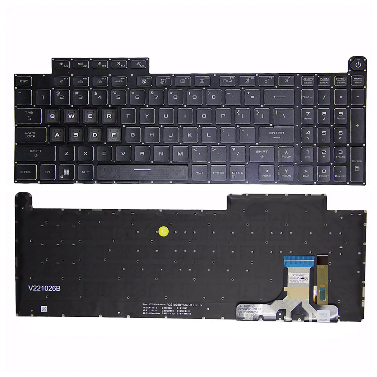 Tastatura Laptop Gaming, Asus, ROG Strix SCAR 18 G834J, G834JY, G834JYR, G834JZ, G834JZR, iluminata, RGB, 16 pini, layout US