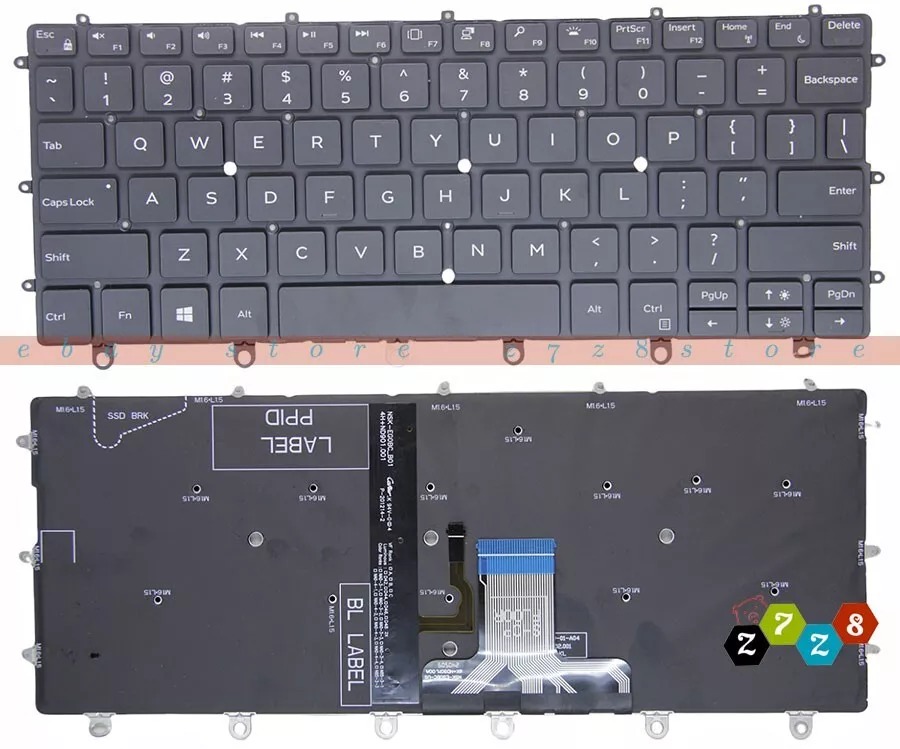 Tastatura Laptop 2-in-1, Dell, XPS 13 9365, P71G, P71G001, WPCF9, 0WPCF9, K0P6H, 0K0P6H, iluminata, layout US
