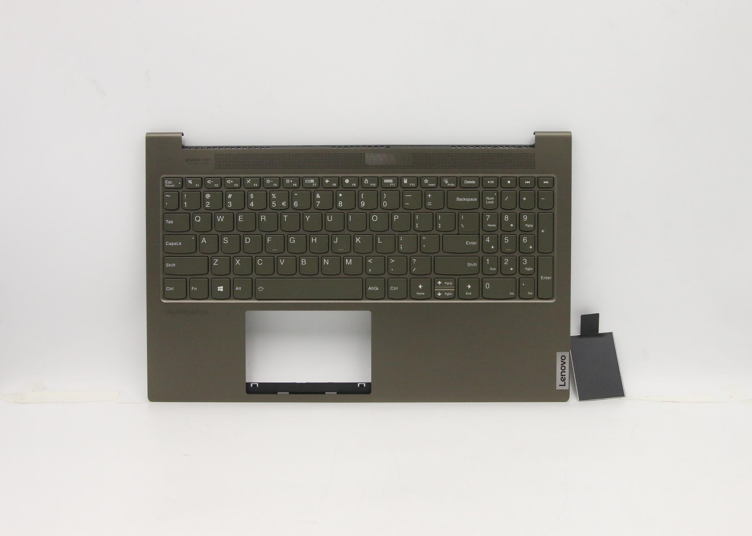 Carcasa superioara cu tastatura palmrest Laptop, Lenovo, Yoga Creator 7-15IMH05 Type 82DS, 5CB0Z31021, 4BLS5TALV10, FALS5001010, Dark Moss, iluminata, layout US