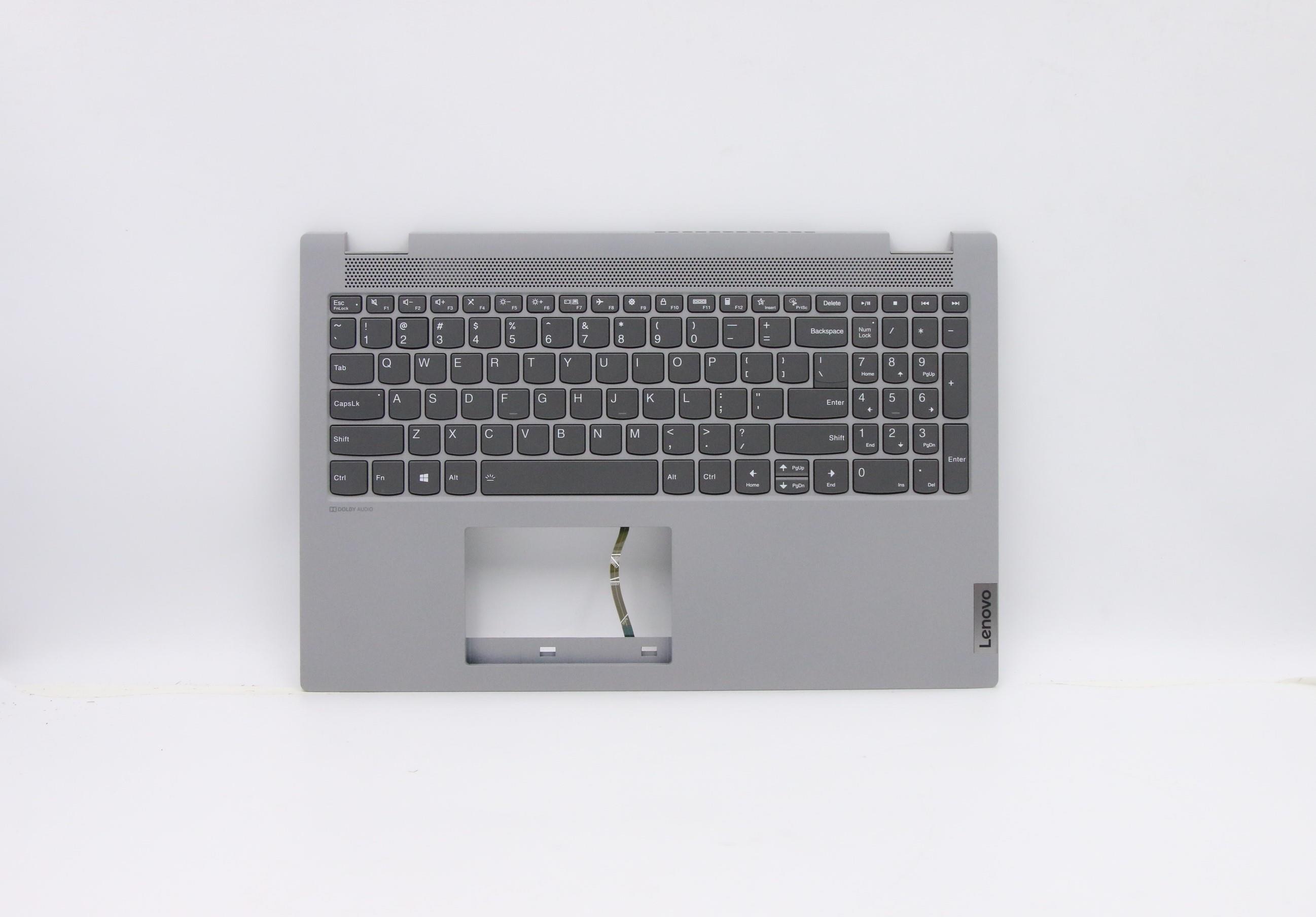 Carcasa superioara cu tastatura palmrest Laptop, Lenovo, Flex 5-15ALC05 Type 82HV, 5CB0Y85684, 4600K1130001, Platinum Grey, iluminata, layout US
