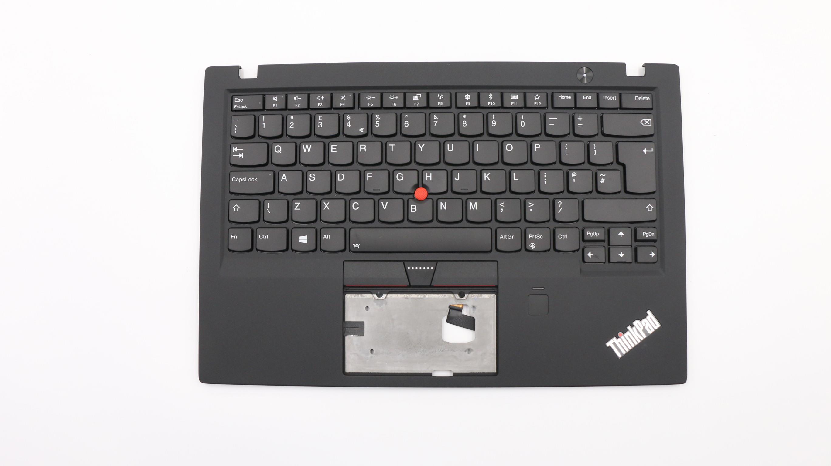 Carcasa superioara cu tastatura palmrest Laptop, Lenovo, ThinkPad X1 Carbon 6th Gen Type 20KH, 20KG, 01LV348, 01LV349, AM12S000F00, iluminata, neagra, layout UK