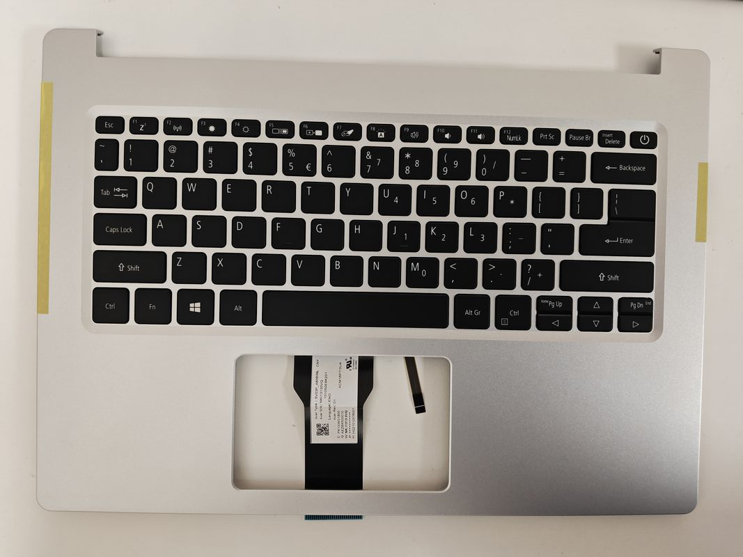 Carcasa superioara cu tastatura palmrest Laptop, Acer, Aspire 5 A514-51, A514-52, A514-53, N19H2, 6B.HUSN8.001, HQ20900695000, iluminata, argintie, layout US