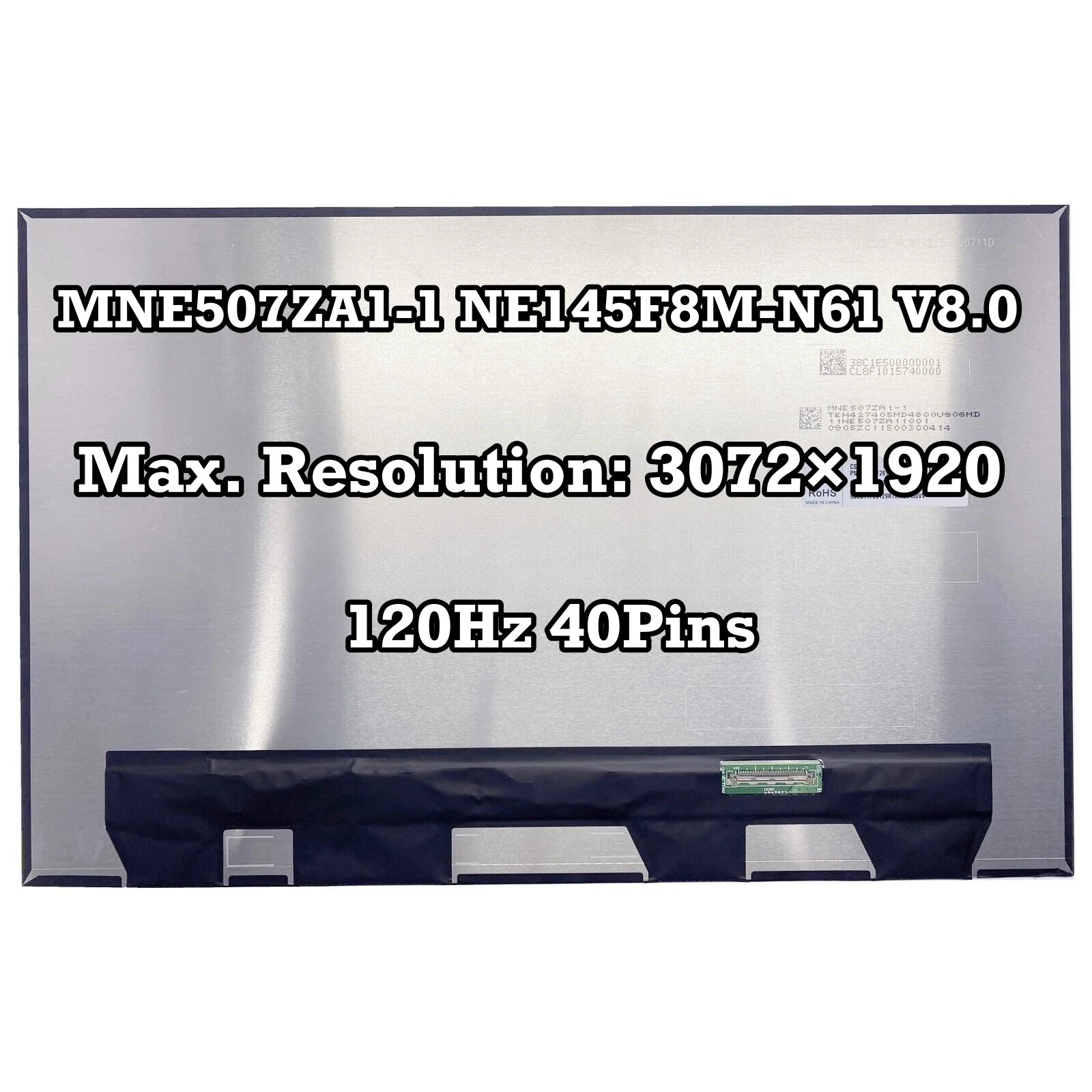 Display Laptop, Lenovo, Yoga MNE507ZA1-1, NE145F8M-N61 V8.0, 5D10S39876, 5D10S39981, 5D10S39875, 5D10S39890, 5D10S39891, 5D10S40002, 14.5 inch, 3K, 3072x1920, IPS, 120Hz, 40 pini, non touch