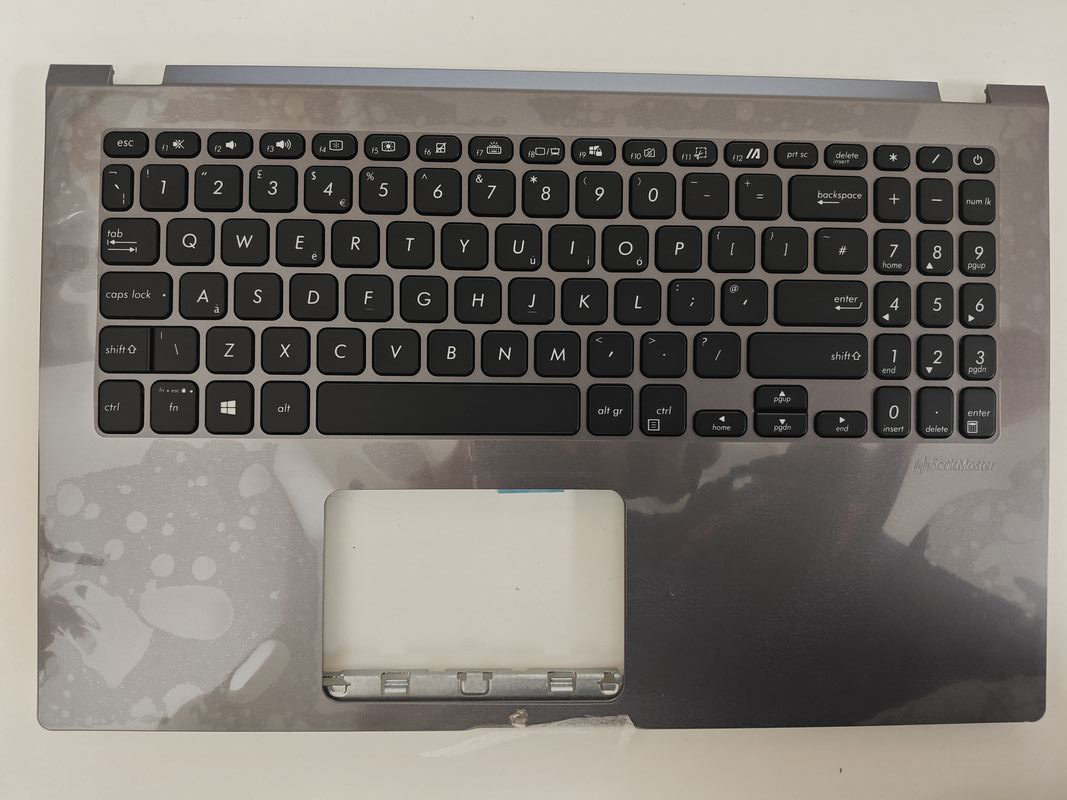 Carcasa superioara cu tastatura palmrest Laptop, Asus, VivoBook 15 X509U, X509UA, X509UB, X509UJ, 90NB0MZ2-R32UK0, 90NB0MZ2-R32UK1, X509FA-1G, 13NB0MZ2P03014-3, iluminata, gri, layout UK
