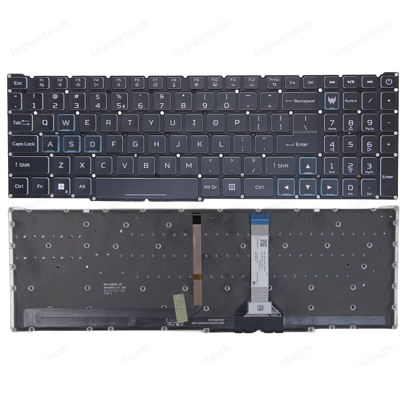 Tastatura Laptop Gaming, Acer, Predator Helios Neo 16 PHN16-71, PHN16-72, N22Q22, iluminata albastra, layout US