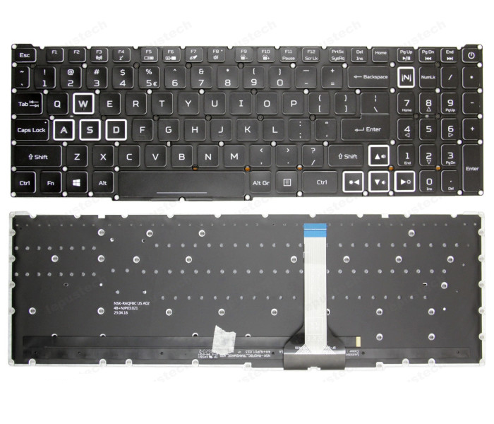 Tastatura Laptop Gaming, Acer, Predator Helios Neo 16 PHN16-71, PHN16-72, N22Q22, iluminata alba, layout US