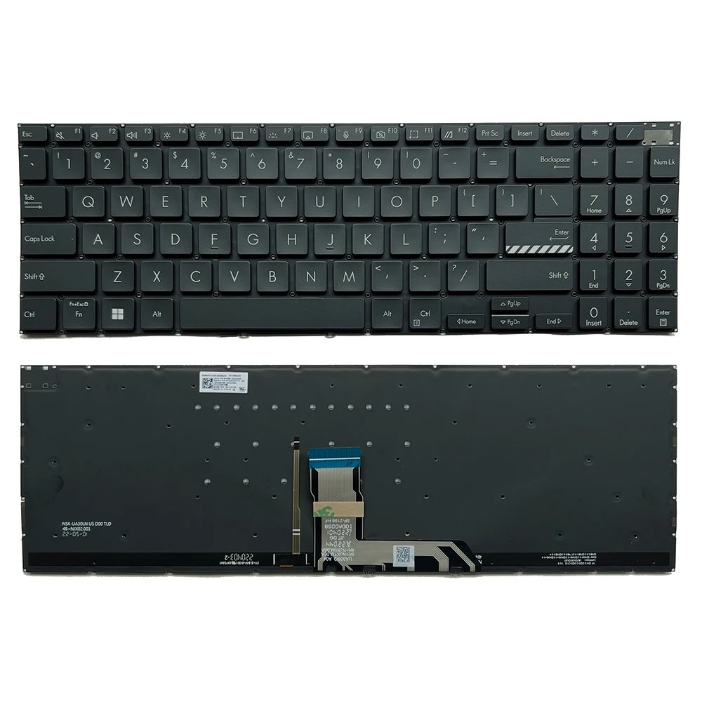 Tastatura Laptop, Asus, 0KNB0-562STA00, 0KNB0-562QUS00, 9Z.NJXBQ.001, 9Z.NJXBQ.203, NSK-UA32BQ01, NSK-UA32BQ03, AEXJDU01110, APIG0KNB0-562QUS00, iluminata, neagra, layout US