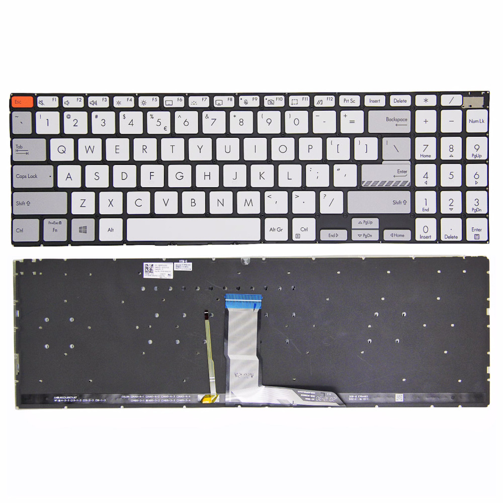 Tastatura Laptop, Asus, VivoBook Pro 15 K6500Z, K6500ZC, K6500ZE, K6500ZH, iluminata, alba, layout US