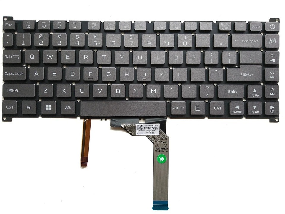 Tastatura Laptop Gaming, Acer, Predator Triton 500 SE PT516-52s, 6B.QFQN2.001, iluminata, RGB, neagra, layout US