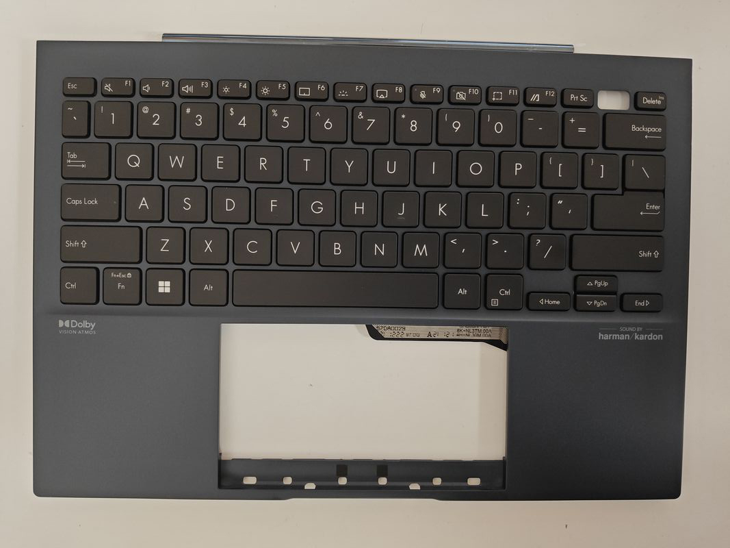 Carcasa superioara cu tastatura palmrest Laptop, Asus, ZenBook S 13 OLED UM5302T, UM5302TA, 90NB0WA1-R30US0, HQ20721682000, UM5302TA-8B, iluminata, albastra, layout US