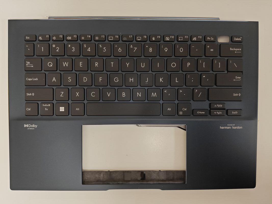 Carcasa superioara cu tastatura palmrest Laptop, Asus, ZenBook 14 UX3402V, UX3402VA, UX3402Z, UX3402ZA, 90NB10G1-R30US0, UX3402VA-2B, HQ207220DC000, NB5936B, iluminata, albastra, layout US
