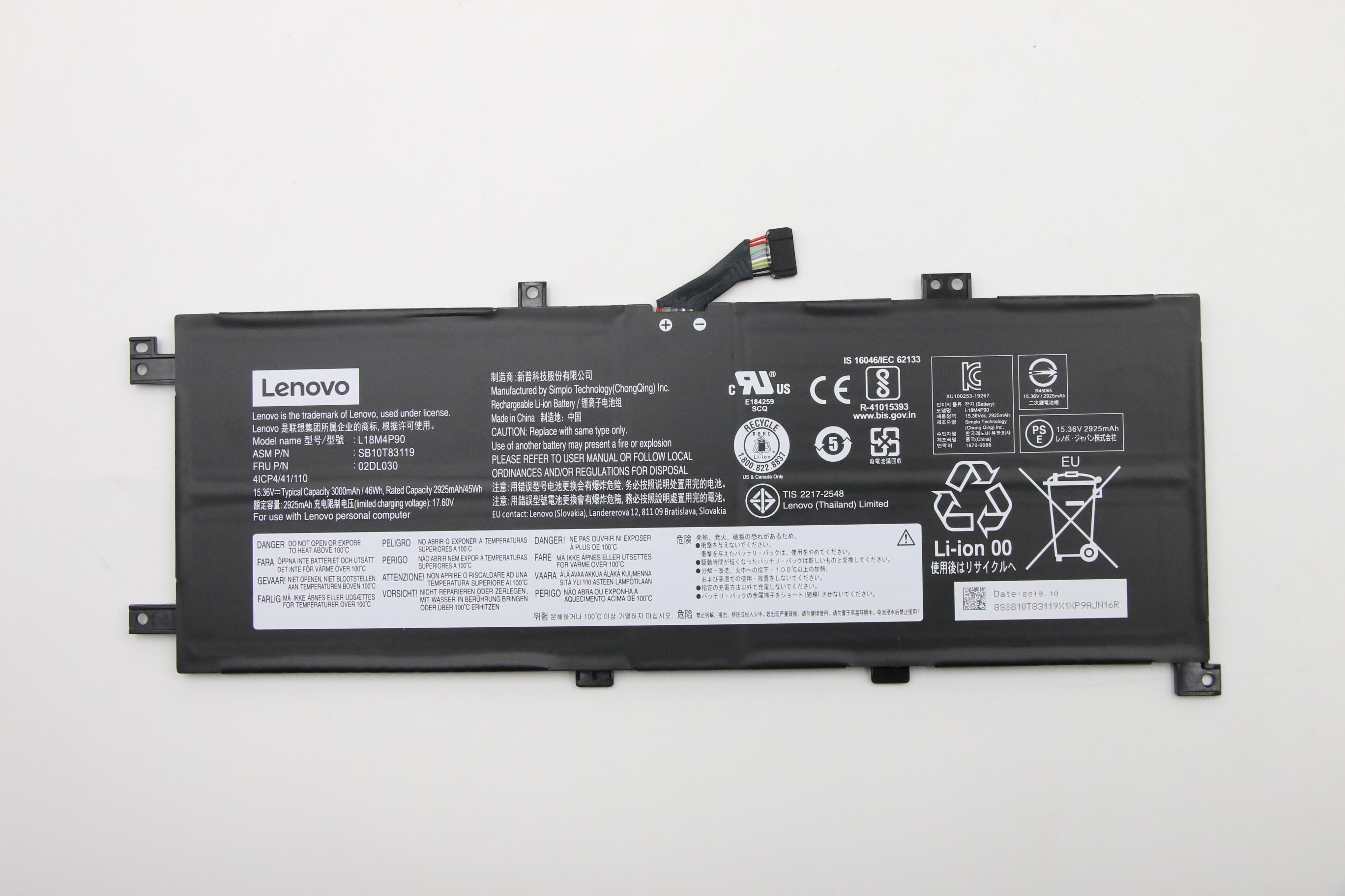 Baterie Laptop, Lenovo, SB10T83177, SB10T83178, SB10T83119, 5B10W13933, 5B10W13934, 5B10W13935, 02DL030, 02DL031, 02DL032, L18M4P90, L18C4P90, L18D4P90, 4ICP4/41/110, 15.36V, 2925mAh, 46Wh