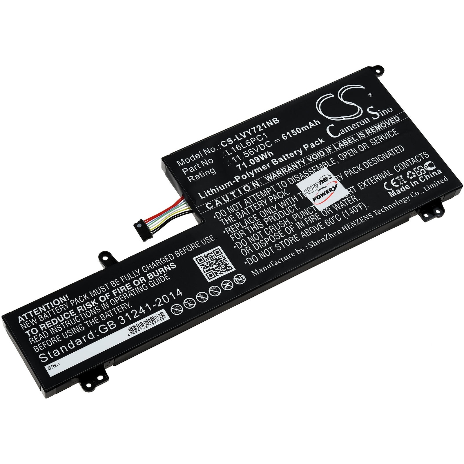 Baterie compatibila Laptop, Lenovo, Yoga 720-15IKB Type 80X7, 3CIP4/43/110-2, L16L6PC1, L16M6PC1, L16C6PC1, 3ICP4/43/110, 11.56V, 6150mAh, 71.09Wh
