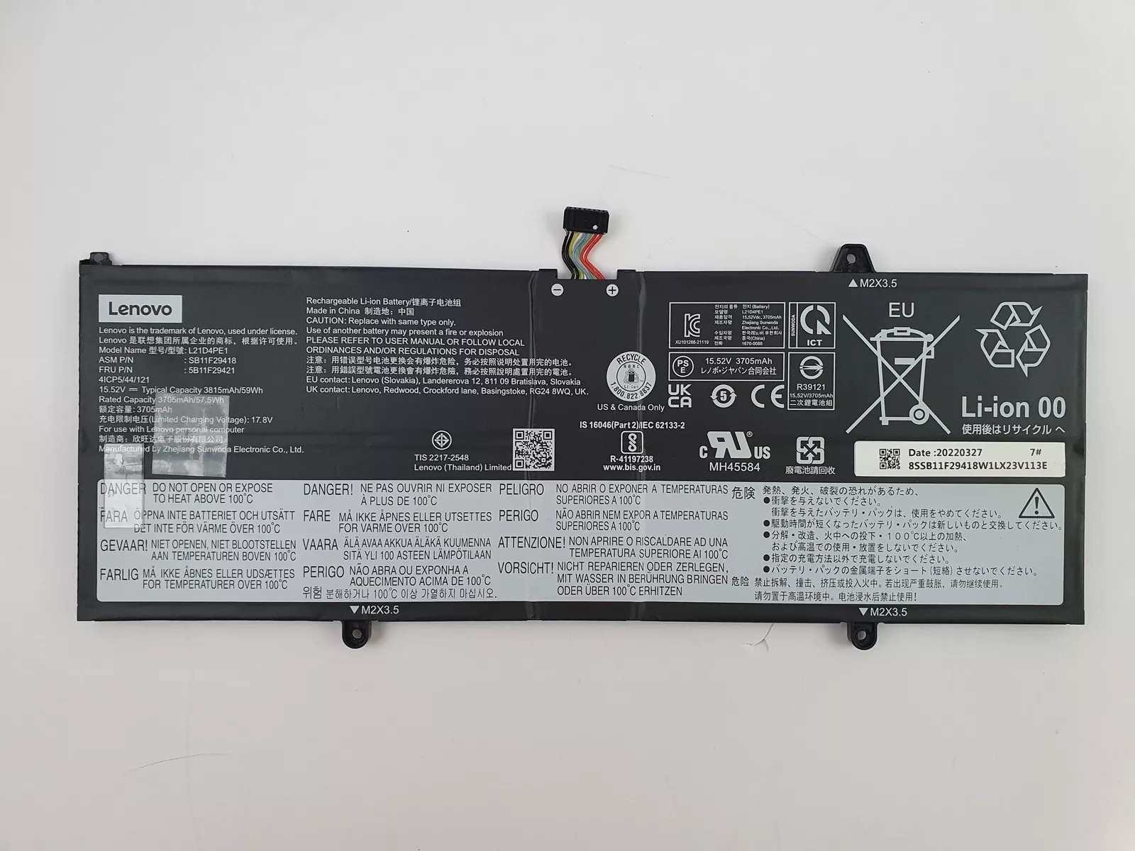 Baterie Laptop, Lenovo, Yoga 6 13ALC7 Type 82UD, 5B11F29421, 4ICP5/44/121, L21D4PE1, 15.52V, 3705mAh, 59Wh