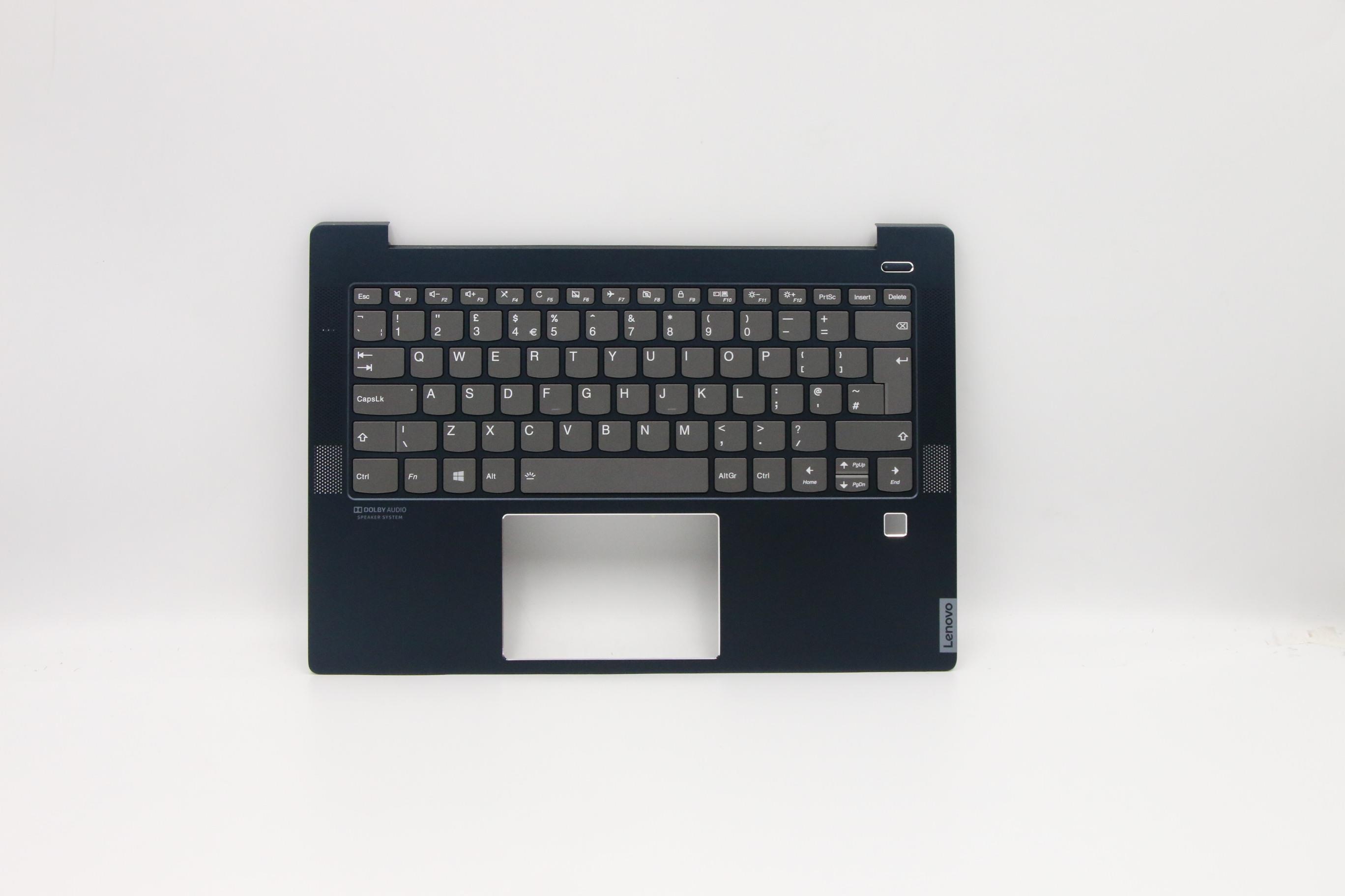 Carcasa superioara cu tastatura palmrest Laptop, Lenovo, IdeaPad S540-14IML Type 81NF, 5CB0S17290, AM2GE000B40, FA2GE000J00, albastra, iluminata, layout UK