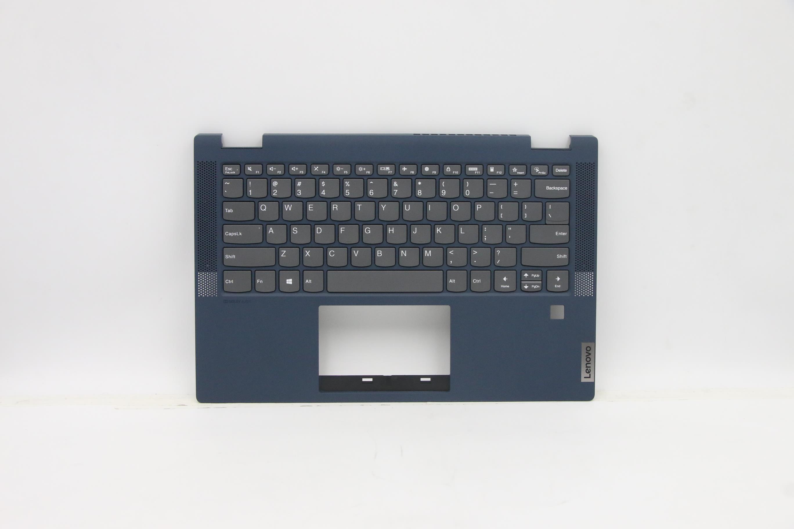 Carcasa superioara cu tastatura palmrest Laptop, Lenovo, IdeaPad Flex 5-14IIL05 Type 81WS, 81X1, 5CB1B36461, 460.0MD05.0001, Fingerprint, Abyss Blue, layout US