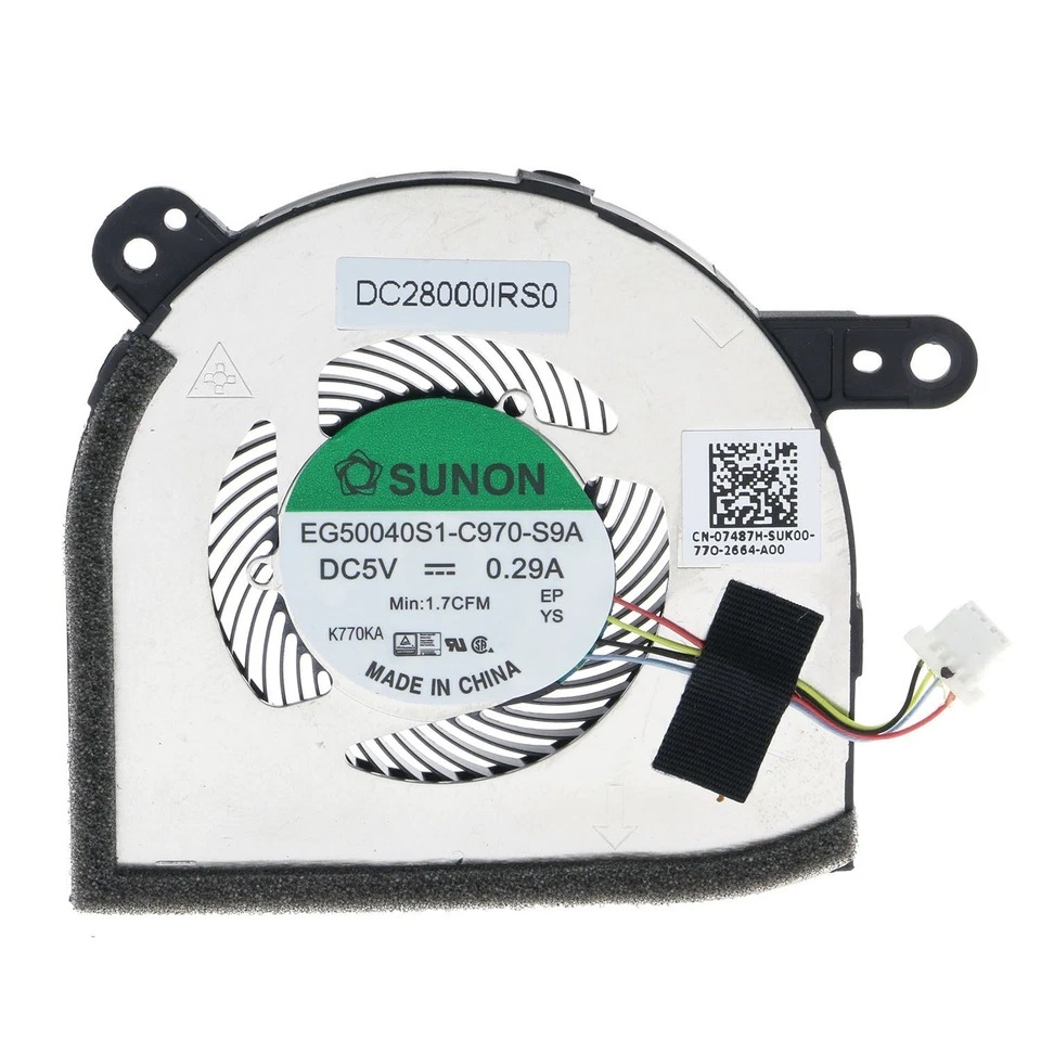Cooler Laptop 2-in-1, Dell, Latitude 12 5280, 5285, 5290, Tablet, 7487H, 07487H, DFS1503058R0T-FJ30, DC28000IRF0, EG50040S1-C970-S9A, DC28000IRS0, 5V, 0.5A