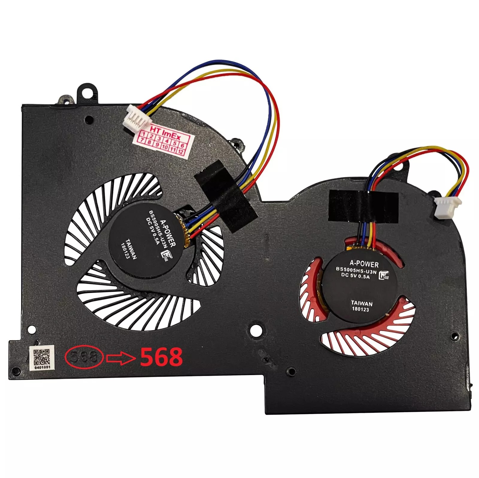 Cooler placa video Laptop Gaming, MSI, GS65 Stealth Thin 8RE, 8RF, MS-16Q2, BS5005H5-U3N, 16Q2-GPU-CW, 16Q2-GPU-CCW, 5V, 0.5A, GPU