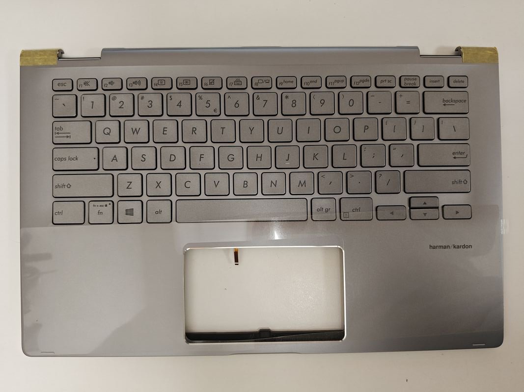 Carcasa superioara cu tastatura palmrest Laptop, Asus, Q406F, Q406FA, 90NB0MK1-R31UI1, 90NB0MK1-R31UI0, 90NB0MK1-R31UA, 90NB0MK1-R31US0, 90NB0MK1-R31US1, iluminata, argintie, layout US