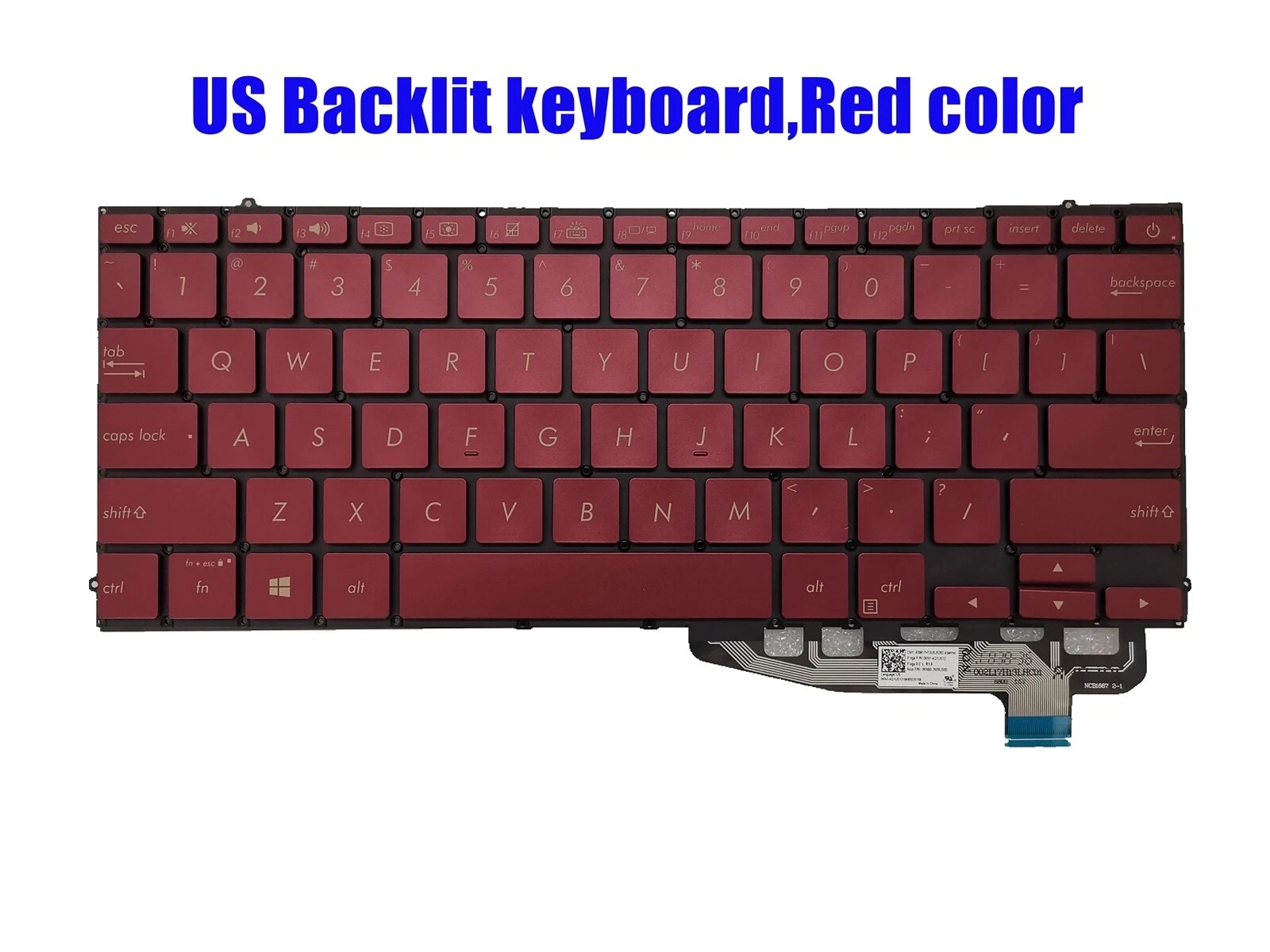 Tastatura Laptop, Asus, ZenBook S UX391F, UX391FA, UX391U, UX391UA, iluminata, rosie, layout US