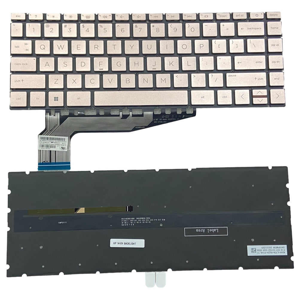 Tastatura Laptop, HP, Pavilion Plus 14-EH, TPN-W154, iluminata, aurie, layout US