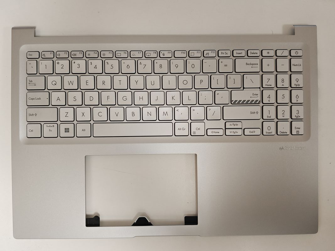 Carcasa superioara cu tastatura palmrest Laptop, Asus, VivoBook 16X K3605V, K3605VC, K3605VU, K3605VV, K3605Z, K3605ZC, K3605ZF, K3605ZU, K3605ZV, 90NB11D2-R31US0, EAZJ200502A, iluminata, argintie, layout US