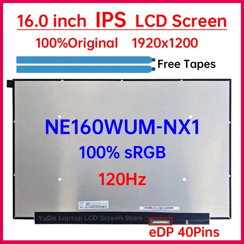 Display compatibil Laptop, InnoLux N160JME-GL1, N160JME-GL2, N160JME-GT1, 16.0 inch, LED, FHD, 1920x1200, 120Hz, 40 pini