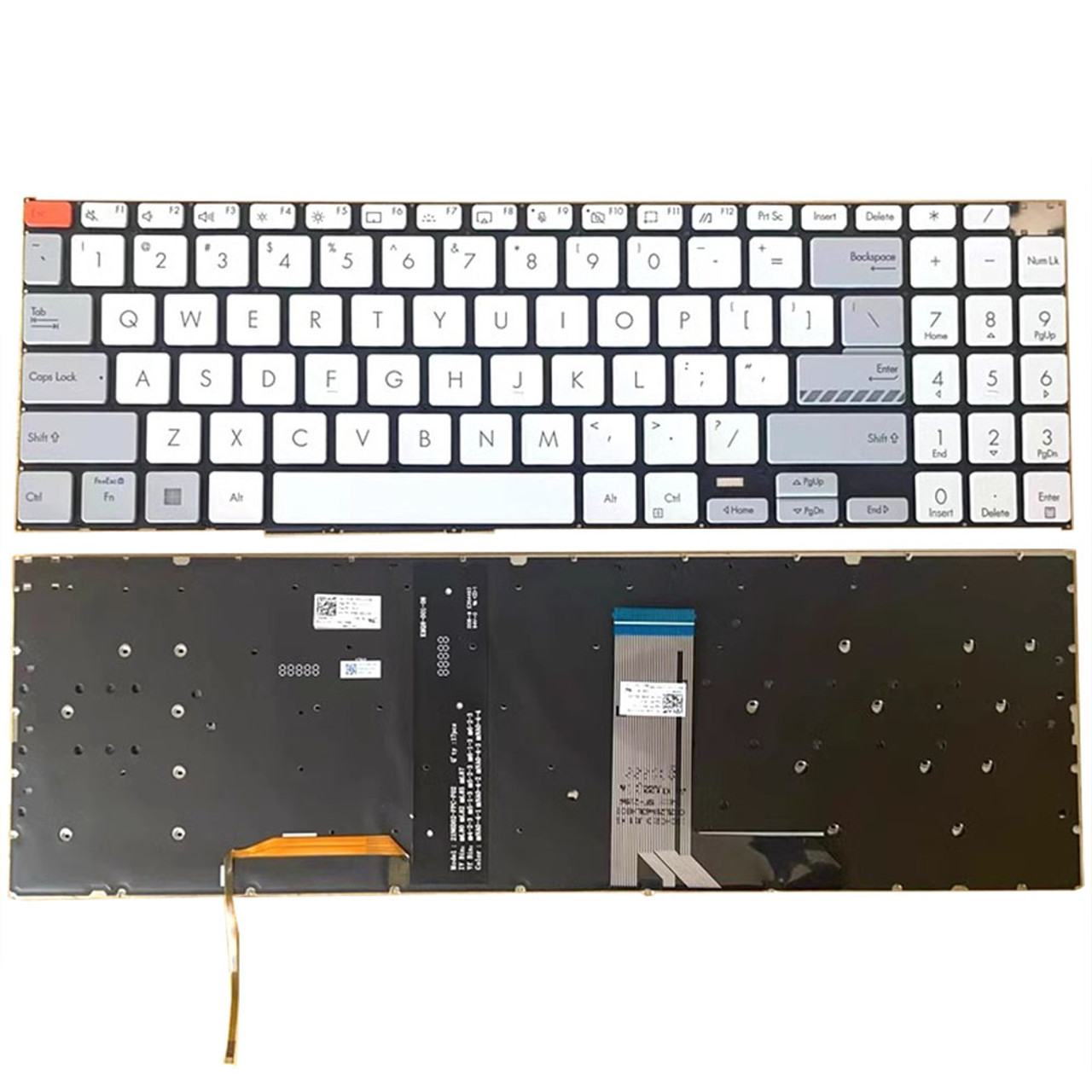 Tastatura Laptop, Asus, VivoBook Pro 15X M6501R, M6501RM, M6501RR, iluminata, alba, layout US