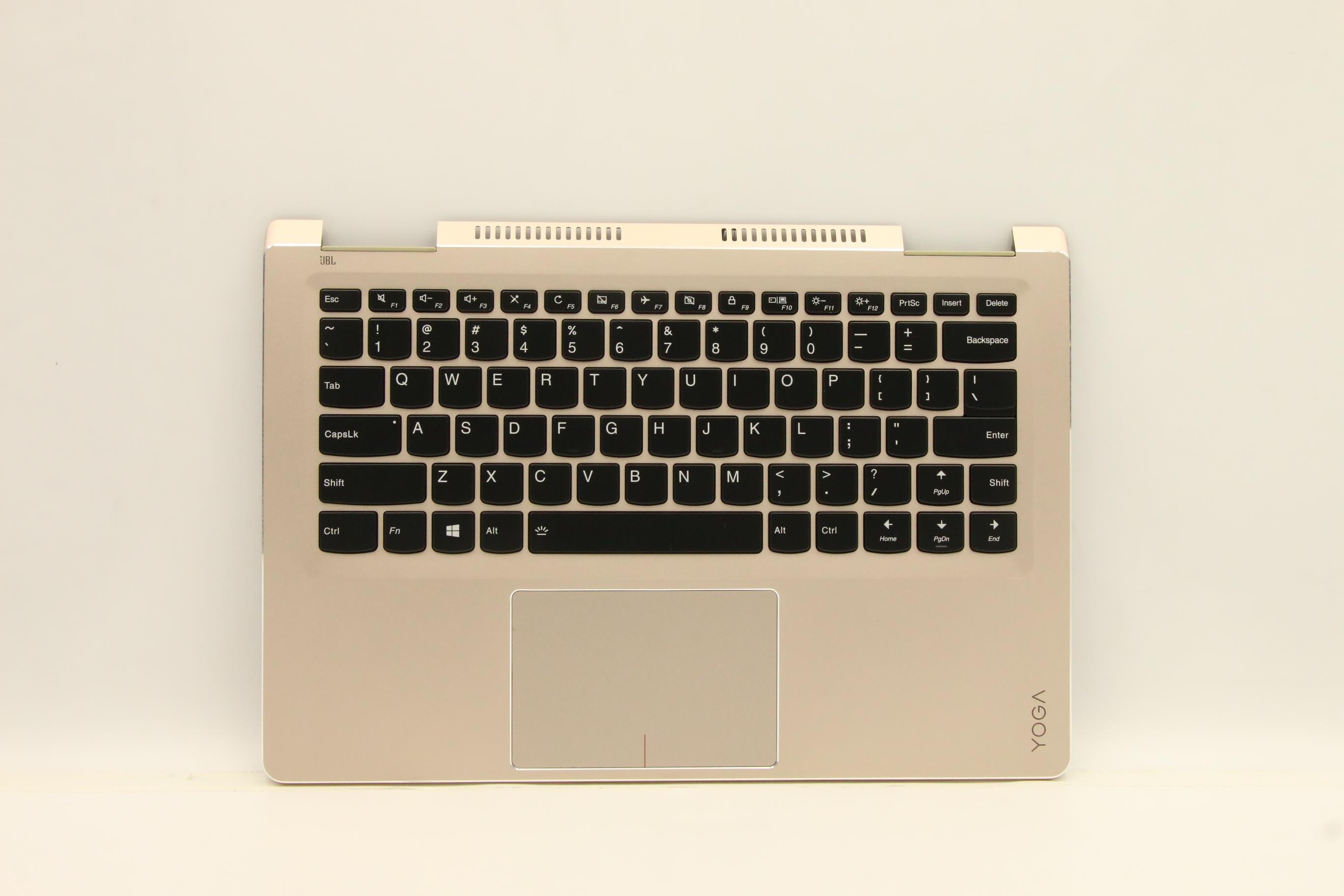 Carcasa superioara cu tastatura palmrest Laptop, Lenovo, Yoga 710-14ISK Type 80TY, 5CB0M72915, AM1JH000220, iluminata, aurie, layout US